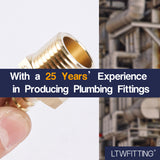 LTWFITTING Lead Free Brass Barbed Fitting Coupler/Connector 5/16 Inch Hose Barb x 1/2 Inch Male NPT Fuel Gas Water (Pack of 25)