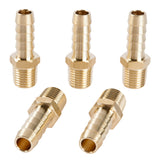 LTWFITTING Lead Free Brass Barbed Fitting Coupler/Connector 3/8 Inch Hose Barb x 1/4 Inch Male NPT Fuel Gas Water (Pack of 5)