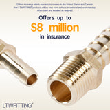 LTWFITTING Lead Free Brass Barbed Fitting Coupler/Connector 3/8 Inch Hose Barb x 1/4 Inch Male NPT Fuel Gas Water (Pack of 25)