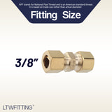 LTWFITTING Lead Free 3/8-Inch OD Compression Union, Brass Compression Fitting (Pack of 5)