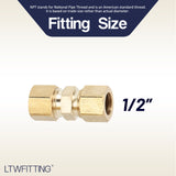 LTWFITTING Lead Free 1/2-Inch OD Compression Union, Brass Compression Fitting (Pack of 150)