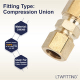 LTWFITTING Lead Free 1/2-Inch OD Compression Union, Brass Compression Fitting (Pack of 150)