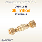 LTWFITTING Lead Free 1/2-Inch OD Compression Union, Brass Compression Fitting (Pack of 150)