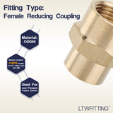 LTWFITTING Lead Free Brass Pipe Fitting 3/8 Inch x 1/4 Inch Female NPT Reducing Coupling (Pack of 350)