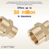 LTWFITTING Lead Free Brass Pipe Fitting 3/8 Inch x 1/4 Inch Female NPT Reducing Coupling (Pack of 25)