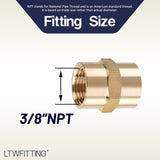 LTWFITTING Lead Free Brass Pipe Fitting 3/8 Inch Female NPT Coupling Water (Pack of 25)