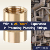 LTWFITTING Lead Free Brass Pipe Fitting 3/8 Inch Female NPT Coupling Water (Pack of 25)