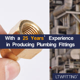 LTWFITTING Brass 3/8 Inch OD 45 Degree Flare Long Forged Nut,Flare Tube Fitting(Pack of 200)