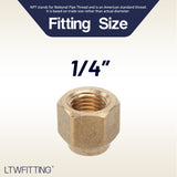 LTWFITTING Brass 1/4 Inch OD Flare Short Forged Nut,Brass Flare Tube Fitting(Pack of 5)