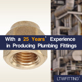 LTWFITTING Brass 1/4 Inch OD Flare Short Forged Nut,Brass Flare Tube Fitting(Pack of 5)