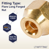 LTWFITTING Brass 5/16 Inch OD 45 Degree Flare Short Forged Nut,Flare Tube Fitting(Pack of 5)