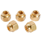 LTWFITTING Brass 3/8 Inch OD Flare Short Forged Nut,Brass Flare Tube Fitting(Pack of 5)