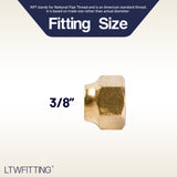 LTWFITTING Brass 3/8 Inch OD Flare Short Forged Nut,Brass Flare Tube Fitting(Pack of 30)