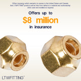 LTWFITTING Brass 3/8 Inch OD Flare Short Forged Nut,Brass Flare Tube Fitting(Pack of 30)