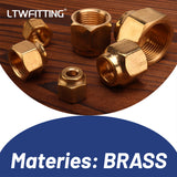 LTWFITTING Assortment Kit Tube OD 1/4 inch 5/16 inch 3/8 inch 1/2 inch 3/4 inch 5/8 inch Brass Flare Short Forged Nut Set(Pack of 30)