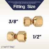 LTWFITTING Brass 1/2 Inch OD x 3/8 Inch OD Flare Forged Reducing Swivel Nut Union Tube Fitting(Pack of 5)