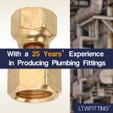 LTWFITTING Brass 1/2 Inch OD x 3/8 Inch OD Flare Forged Reducing Swivel Nut Union Tube Fitting(Pack of 5)
