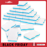 LTWHOME Bulk Pack 100-Pack Three-layer Extra Durable Wave Shape Magic Cleaning Sponge Eraser Multi-Functional Melamine Foam for Kitchen, Bathroom, Wall