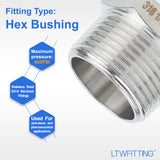 LTWFITTING Bar Production Stainless Steel 316 Pipe Hex Bushing Reducer Fittings 1 Inch Male x 1/4 Inch Female NPT Fuel Water Boat (Pack of 100)