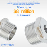 LTWFITTING Bar Production Stainless Steel 316 Pipe Hex Bushing Reducer Fittings 1 Inch Male x 1/4 Inch Female NPT Fuel Water Boat (Pack of 100)