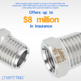 LTWFITTING Bar Production Stainless Steel 316 Pipe Hex Bushing Reducer Fittings 1/4 Inch Male x 1/8 Inch Female NPT Fuel Water Boat (Pack of 5)