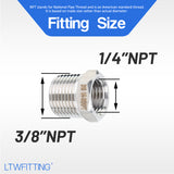 LTWFITTING Bar Production Stainless Steel 316 Pipe Hex Bushing Reducer Fittings 3/8 Inch Male x 1/4 Inch Female NPT Fuel Water Boat (Pack of 5)