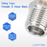 LTWFITTING Bar Production Stainless Steel 316 Pipe Hex Bushing Reducer Fittings 3/8 Inch Male x 1/4 Inch Female NPT Fuel Water Boat (Pack of 5)