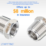 LTWFITTING Bar Production Stainless Steel 316 Pipe Hex Bushing Reducer Fittings 3/8 Inch Male x 1/4 Inch Female NPT Fuel Water Boat (Pack of 5)