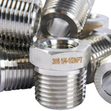 LTWFITTING Class 3000 Stainless Steel 316 Pipe Hex Bushing Reducer Fittings 1/2 Inch Male x 1/4 Inch Female NPT (Pack of 150)