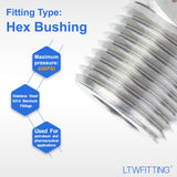 LTWFITTING Bar Production Stainless Steel 316 Pipe Hex Bushing Reducer Fittings 1/2 Inch Male x 3/8 Inch Female NPT Fuel Water Boat (Pack of 400)