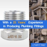 LTWFITTING Bar Production Stainless Steel 316 Pipe Hex Bushing Reducer Fittings 1/2 Inch Male x 3/8 Inch Female NPT Fuel Water Boat (Pack of 5)