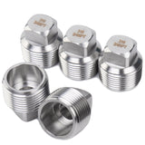 LTWFITTING Stainless Steel 316 Pipe Square Head Plug Fittings 3/4-Inch Male NPT Air Fuel Water Boat(Pack of 5)