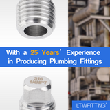 LTWFITTING Stainless Steel 316 Pipe Square Head Plug Fittings 1/4-Inch Male NPT Air Fuel Water Boat(Pack of 500)