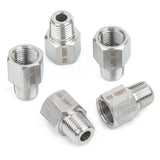 LTWFITTING Bar Production Stainless Steel 316 Pipe Fitting 1/8 Inch Female x 1/8 Inch Male NPT Adapter Air Fuel Water (Pack of 5)