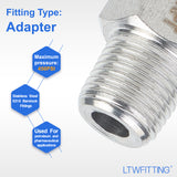 LTWFITTING Bar Production Stainless Steel 316 Pipe Fitting 1/8 Inch Female x 1/8 Inch Male NPT Adapter Air Fuel Water (Pack of 1000)