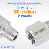 LTWFITTING Bar Production Stainless Steel 316 Pipe Fitting 1/8 Inch Female x 1/8 Inch Male NPT Adapter Air Fuel Water (Pack of 5)