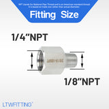 LTWFITTING Bar Production Stainless Steel 316 Pipe Fitting 1/4 Inch Female x 1/8 Inch Male NPT Adapter Air Fuel Water (Pack of 25)