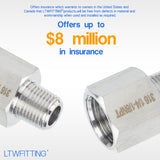 LTWFITTING Bar Production Stainless Steel 316 Pipe Fitting 1/4 Inch Female x 1/8 Inch Male NPT Adapter Air Fuel Water (Pack of 25)