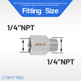 LTWFITTING Bar Production Stainless Steel 316 Pipe Fitting 1/4 Inch Female x 1/4 Inch Male NPT Adapter Air Fuel Water (Pack of 600)