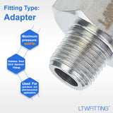 LTWFITTING Bar Production Stainless Steel 316 Pipe Fitting 3/8 Inch Female x 1/8 Inch Male NPT Adapter Air Fuel Water (Pack of 5)