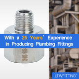 LTWFITTING Bar Production Stainless Steel 316 Pipe Fitting 3/8 Inch Female x 1/8 Inch Male NPT Adapter Air Fuel Water (Pack of 5)