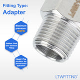 LTWFITTING Bar Production Stainless Steel 316 Pipe Fitting 3/8 Inch Female x 3/8 Inch Male NPT Adapter Air Fuel Water (Pack of 25)