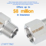 LTWFITTING Bar Production Stainless Steel 316 Pipe Fitting 3/8 Inch Female x 3/8 Inch Male NPT Adapter Air Fuel Water (Pack of 5)