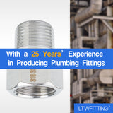 LTWFITTING Bar Production Stainless Steel 316 Pipe Fitting 3/8 Inch Female x 3/8 Inch Male NPT Adapter Air Fuel Water (Pack of 25)