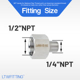 LTWFITTING Bar Production Stainless Steel 316 Pipe Fitting 1/2 Inch Female x 1/4 Inch Male NPT Adapter Air Fuel Water (Pack of 25)