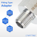 LTWFITTING Bar Production Stainless Steel 316 Pipe Fitting 1/2 Inch Female x 1/4 Inch Male NPT Adapter Air Fuel Water (Pack of 300)