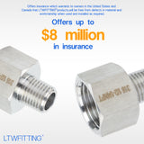 LTWFITTING Bar Production Stainless Steel 316 Pipe Fitting 1/2 Inch Female x 1/4 Inch Male NPT Adapter Air Fuel Water (Pack of 300)