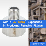 LTWFITTING Bar Production Stainless Steel 316 Pipe Fitting 1/2 Inch Female x 1/4 Inch Male NPT Adapter Air Fuel Water (Pack of 5)