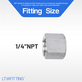 LTWFITTING Bar Production Stainless Steel 316 Pipe Cap Fittings 1/4-Inch NPT Fuel Boat (Pack of 25)