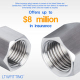 LTWFITTING Bar Production Stainless Steel 316 Pipe Cap Fittings 1/4-Inch NPT Fuel Boat (Pack of 25)